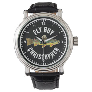 FLY GUY Brown Trout Fishing Personalise Fisherman Watch