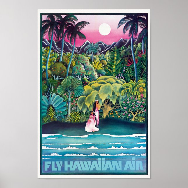 Fly Hawaiian Air Hawaii Vintage Poster (Front)