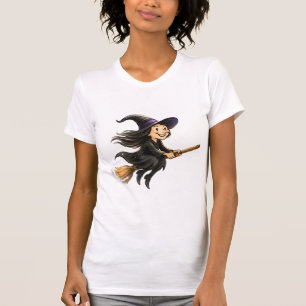 Fly High, Cast Spells: Cute Witch Graphic T-Shirt