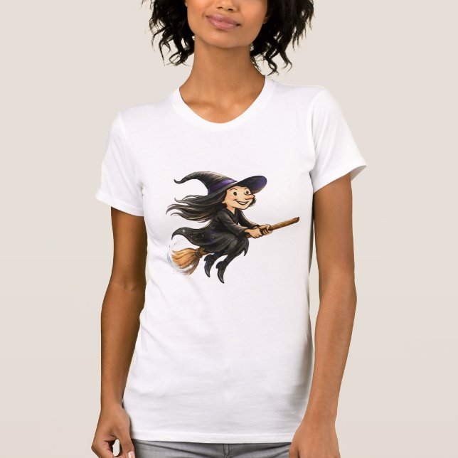Fly High, Cast Spells: Cute Witch Graphic T-Shirt  (Front)