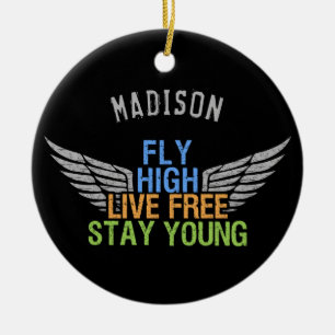 FLY HIGH custom name ornament