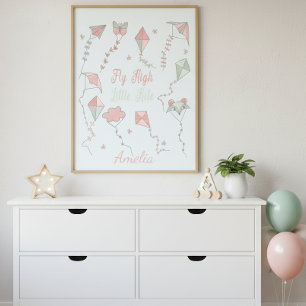 Fly High Little Kite Custom Name Poster