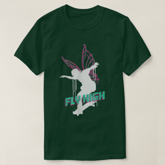 Fly High Spray Paint Fairy Skater Skateboarding Ac T-Shirt (Design Front)
