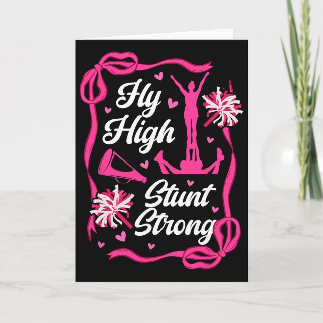Fly High Stunt Strong Cheer Flyer Cheerleading Fly Card (Front)