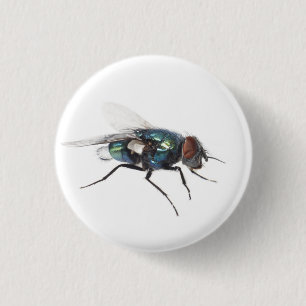 Fly insect 3 cm round badge