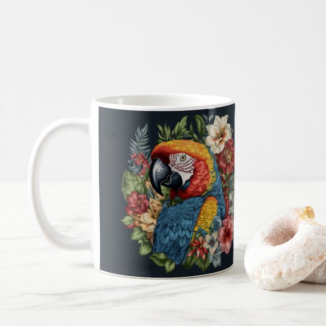 Fly into Vibrancy with Parrot-Themed Mugs (With Donut)