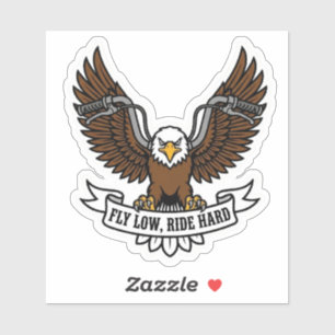 Fly Low Ride Hard Biker Eagle Motorcycle Vinyl