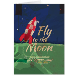 Fly me to the Moon Vintage Travel poster