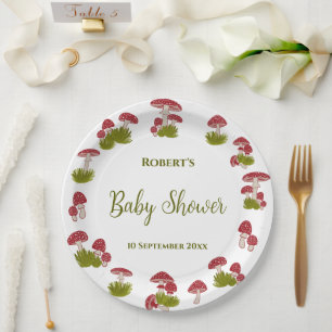 Fly Mushroom Goblincore Garden Garden Baby Shower  Paper Plate