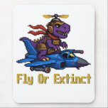 Fly Or Extinct Pixel Art Dinosaur Pilot Fighter Je Mouse Pad<br><div class="desc">Take a trip back to the golden age of arcade gaming with this exclusive "Fly Or Extinct" design from AmazingEG. This design features a highly detailed pixel art T-Rex commanding a blue fighter jet, blending the worlds of paleontology and aviation in the most unexpected way. This style is particularly popular...</div>