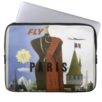Fly Paris France Vintage Travel Poster