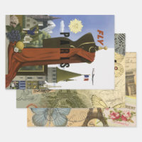 Fly Paris France Vintage Travel Poster