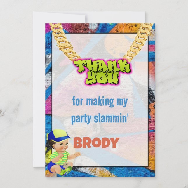 Fly Prince Baby Thank You Note Invitation (Front)