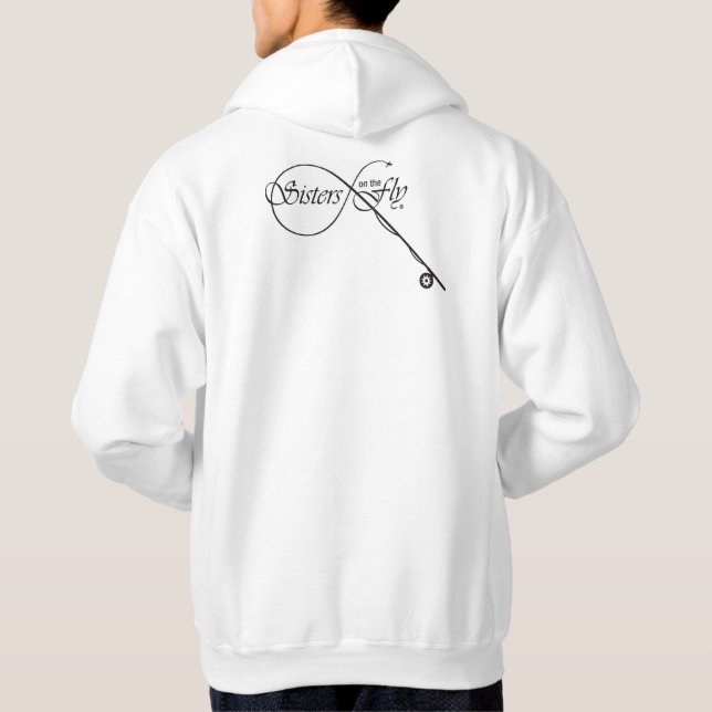 Fly rod on back Cate Battles Hoodie (Back)