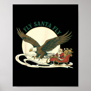 Fly Santa Fly Christmas, Santa Football Poster
