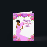 Fly Sister African American Birthday  Card<br><div class="desc">This beautiful and elegant birthday card features pink and purple roses,  and an African American woman in a pink gown.  Get this classy and cute birthday cards for your sister and put a smile on her face.</div>