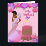 Fly Sister African American Birthday  Card<br><div class="desc">This beautiful and elegant birthday card features pink and purple roses,  and an African American woman in a pink gown.  Get this classy and cute birthday cards for your sister and put a smile on her face.</div>