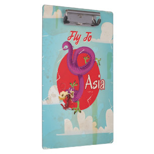 Fly to Asia Vintage Travel Poster Clipboard