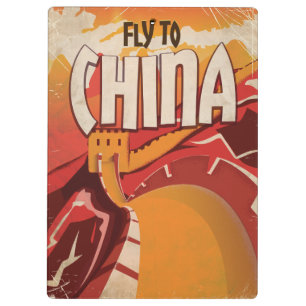 Fly To China vintage travel poster Clipboard