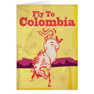 Fly To Colombia vintage travel poster