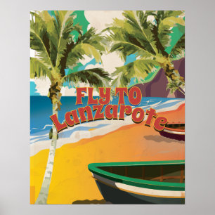Fly to Lanzarote Vintage Poster
