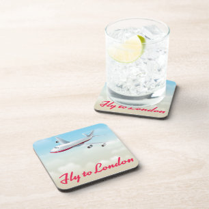 Fly To London Plane poster Coaster