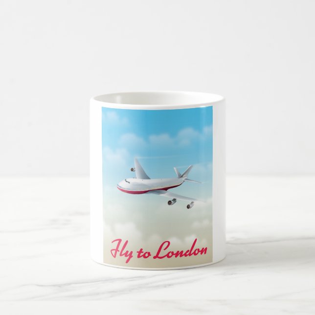 Fly To London Plane poster Coffee Mug (Center)