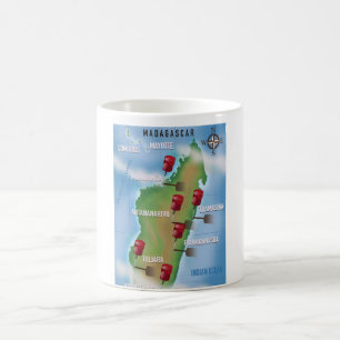 Fly to Madagascar Vintage Vacation Poster Coffee Mug