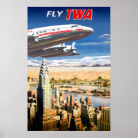 Fly TWA Trans World Airlines Chrysler Building New