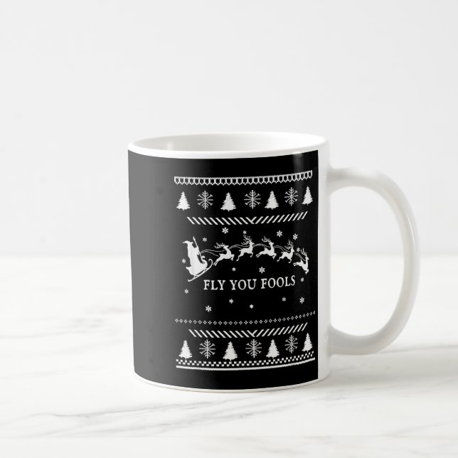 Fly You Fools Wizard Santa Sleigh Reindeer Christm Coffee Mug (Right)