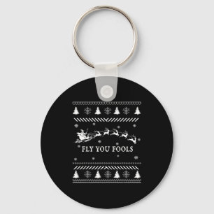 Fly You Fools Wizard Santa Sleigh Reindeer Ugly Ch Key Ring