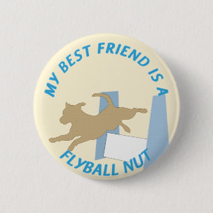Flyball Nut Text 6 Cm Round Badge