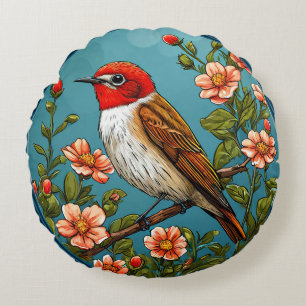 Flycatcher Bird Wildlife Songbird Decorative Round Cushion