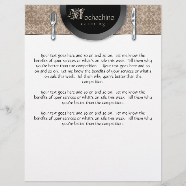 Flyer Catering Cutlery Beige Damask (Front)