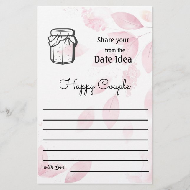 Flyer Date Ideas - Pink Watercolor (Front)