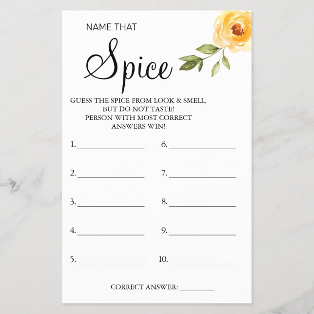Flyer Eucalyptus name Spice game card (Front)