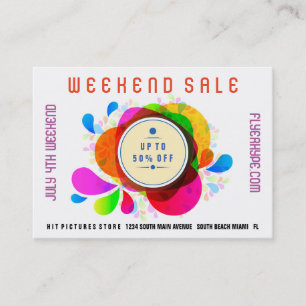 Flyer Hype Badge Store Sale Marketing Colourful V3 Business Card