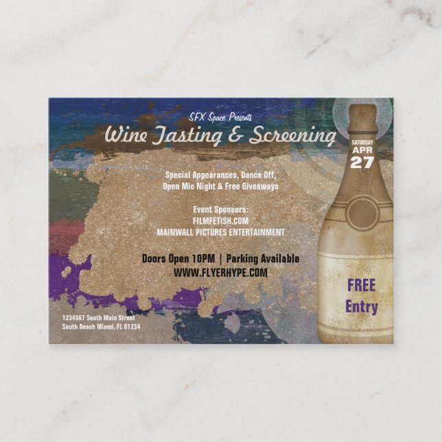 Flyer Hype Gold Wine Bar Party Club Event Pack Business Card (Front)
