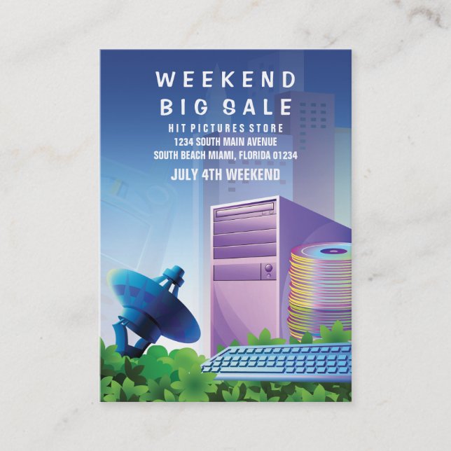 Flyer Hype Technology Sale Marketing Vertical Business Card (Front)