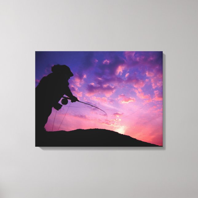 FlyFishing at Sunset Canvas Print (Front)