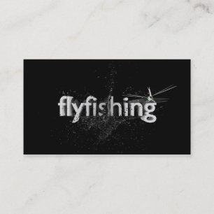 Flyfishing black and white business card