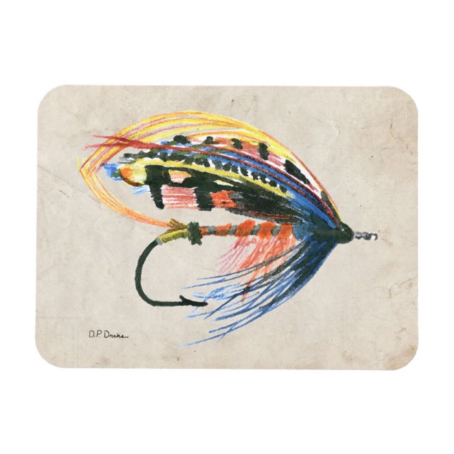 FlyFishing Lure Art Salmon Fly Lure Magnet (Horizontal)