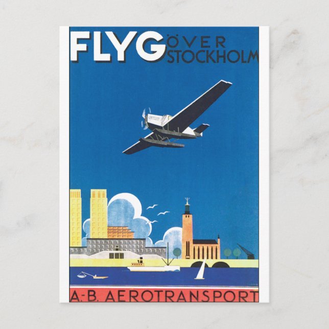 Flyg Over Stockholm Postcard (Front)
