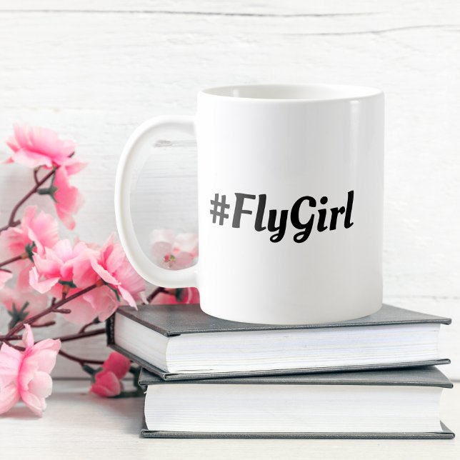 #FlyGirl Typography Simple,Modern Travel Coffee Mug (Creator Uploaded)