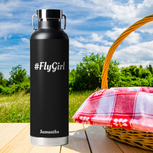 #FlyGirl Typography Simple,Modern Travel Custom Water Bottle