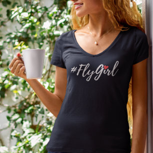 #FlyGirl Typography Simple,Modern Travel T-Shirt