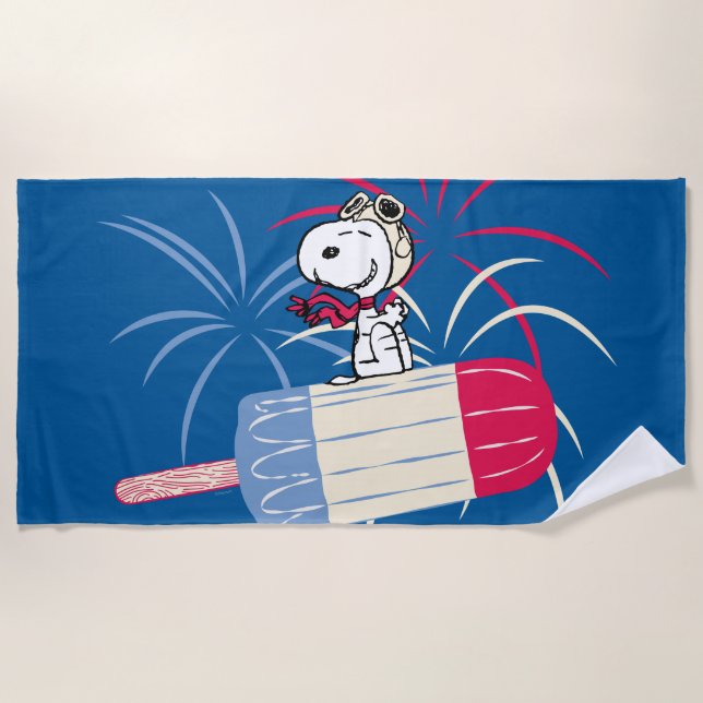 Flying Ace Snoopy on Ice Pop Beach Towel (Front)