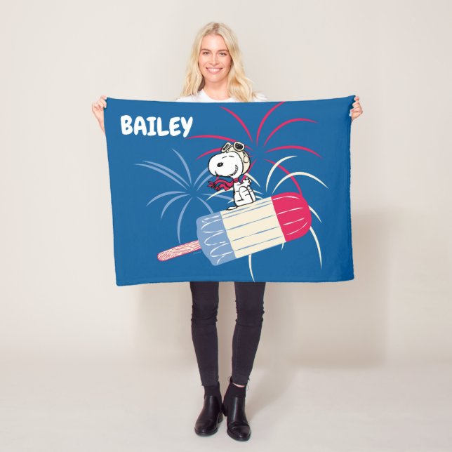 Flying Ace Snoopy on Ice Pop Fleece Blanket (In Situ)