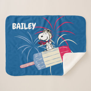 Flying Ace Snoopy on Ice Pop Pet Sherpa Blanket