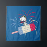 Flying Ace Snoopy on Ice Pop Tapestry<br><div class="desc">Peanuts 4th of July | Check out Flying Ace Snoopy on a red,  white,  and blue ice pop,  riding past fireworks in the sky!</div>